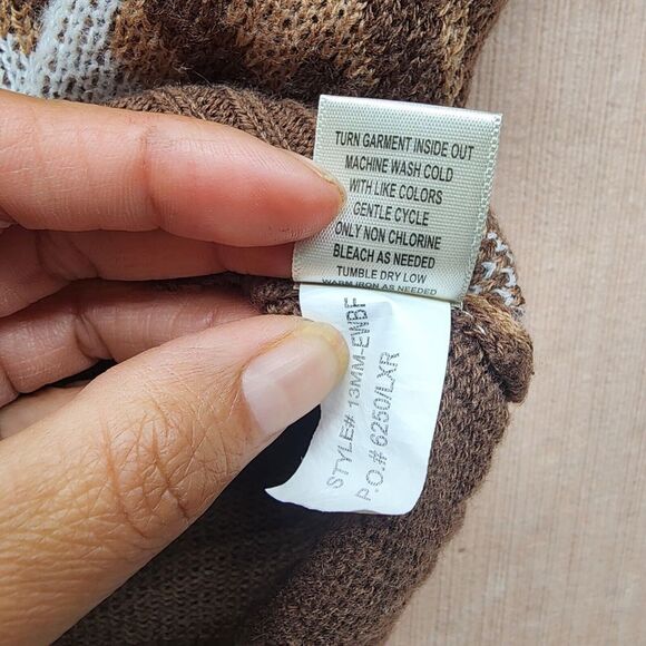 Neon Soul Houndstooth Sweater Vest Women’s M Brown Beige Blue Retro Preppy Knit - Picture 2 of 8